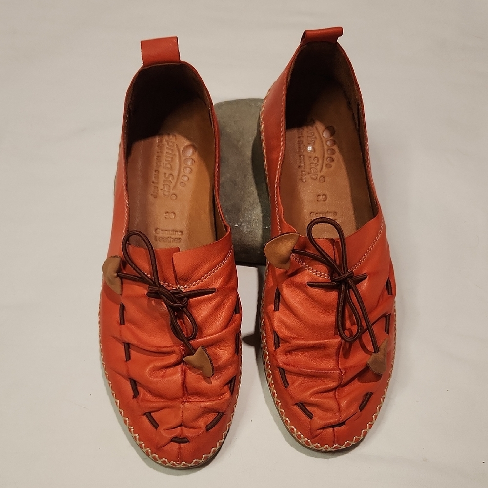 Spring Step | Orange Leather Flats Sz9